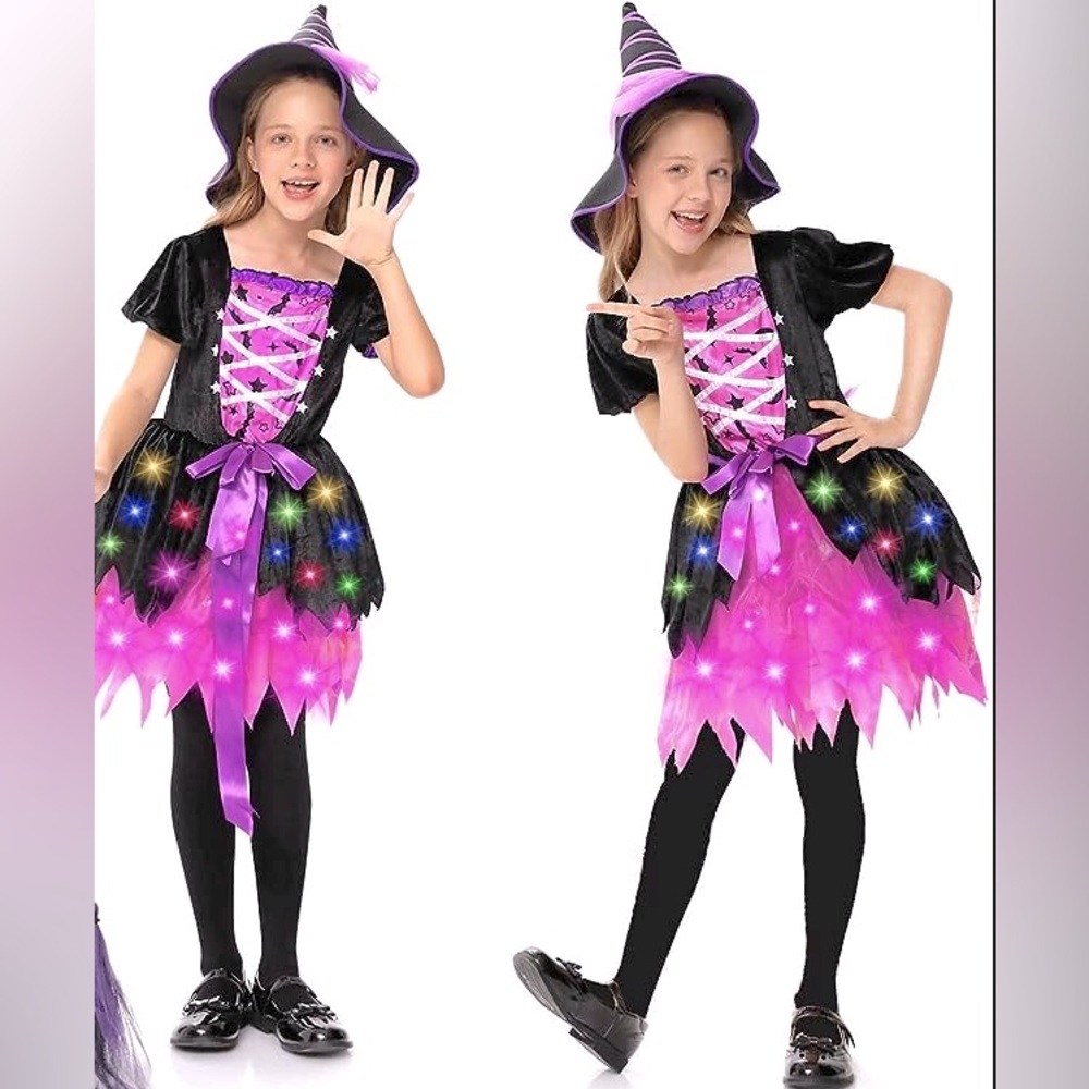 Girls witch Halloween costume light up